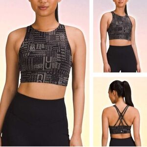 LULULEMON Energy High-Neck Longline Bra Medium Support Size 8 Ombre Black Multi